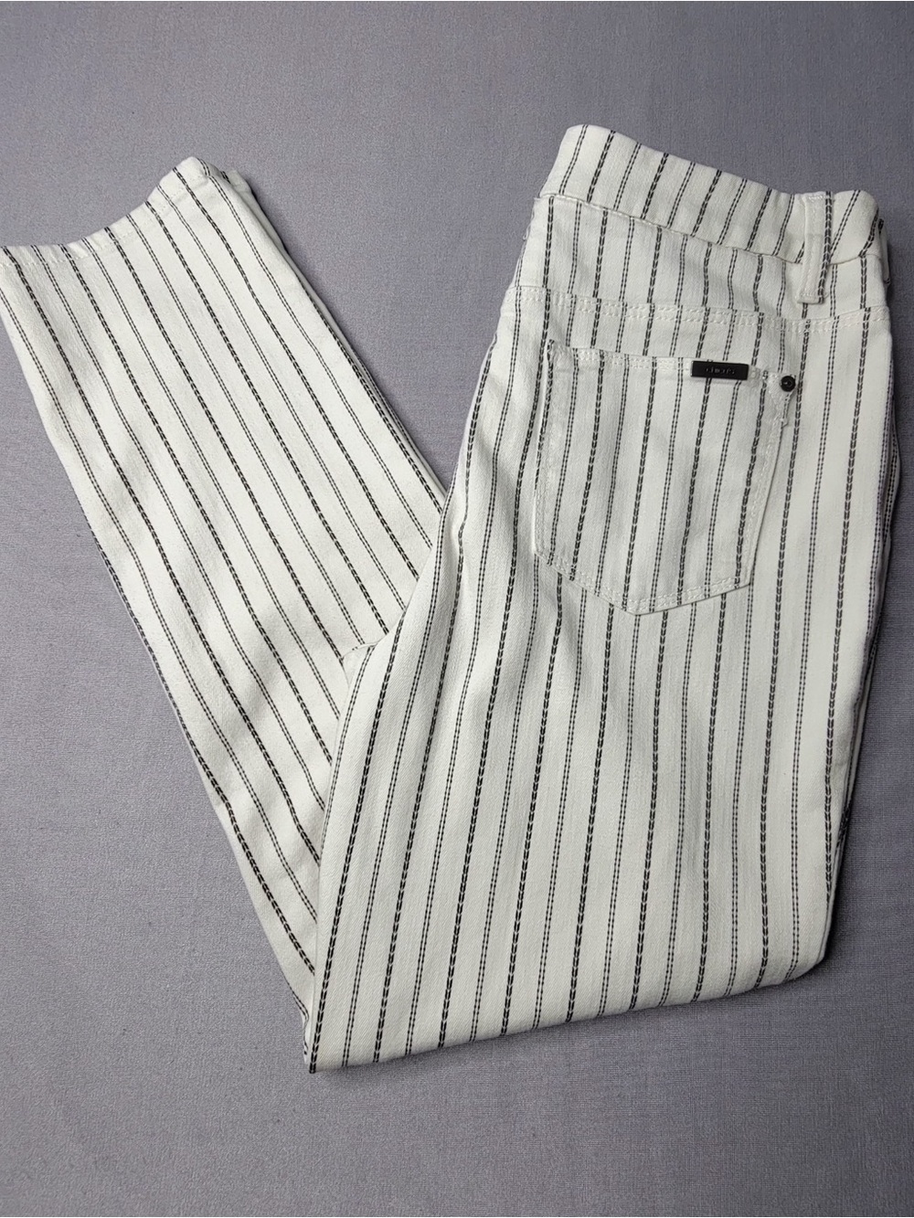 Chico's So slimming girlfriend sling leg Ankle pants white &black striped SZ 4R